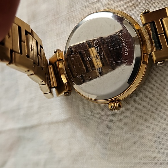 Peugeot Women's Round Crystal Gold Watch With Gold Strap Link Band - Picture 7 of 8